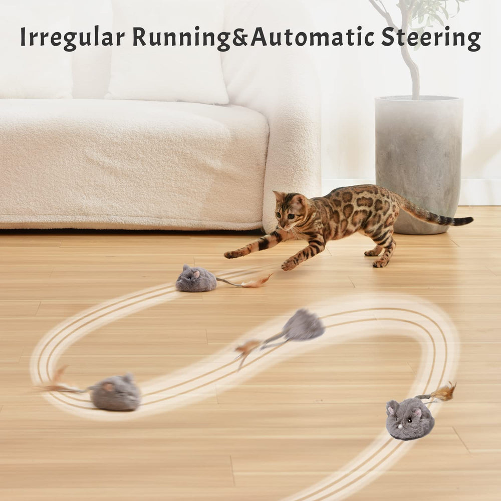Pawthquake toy with feather tail enables chase excitement for cats.