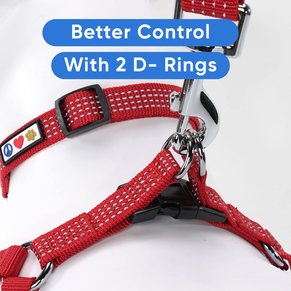 Pawtitas Reflective Step-in Harness red with reflective strip boosts low-light visibility