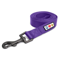 Pawtitas solid 6ft purple dog leash with embroidery for quick ID on walks
