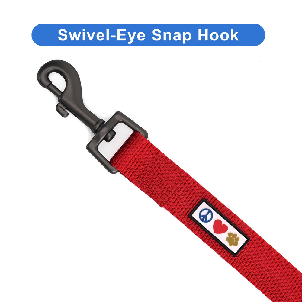 Pawtitas solid 6ft red dog leash embroidery for name and phone customization