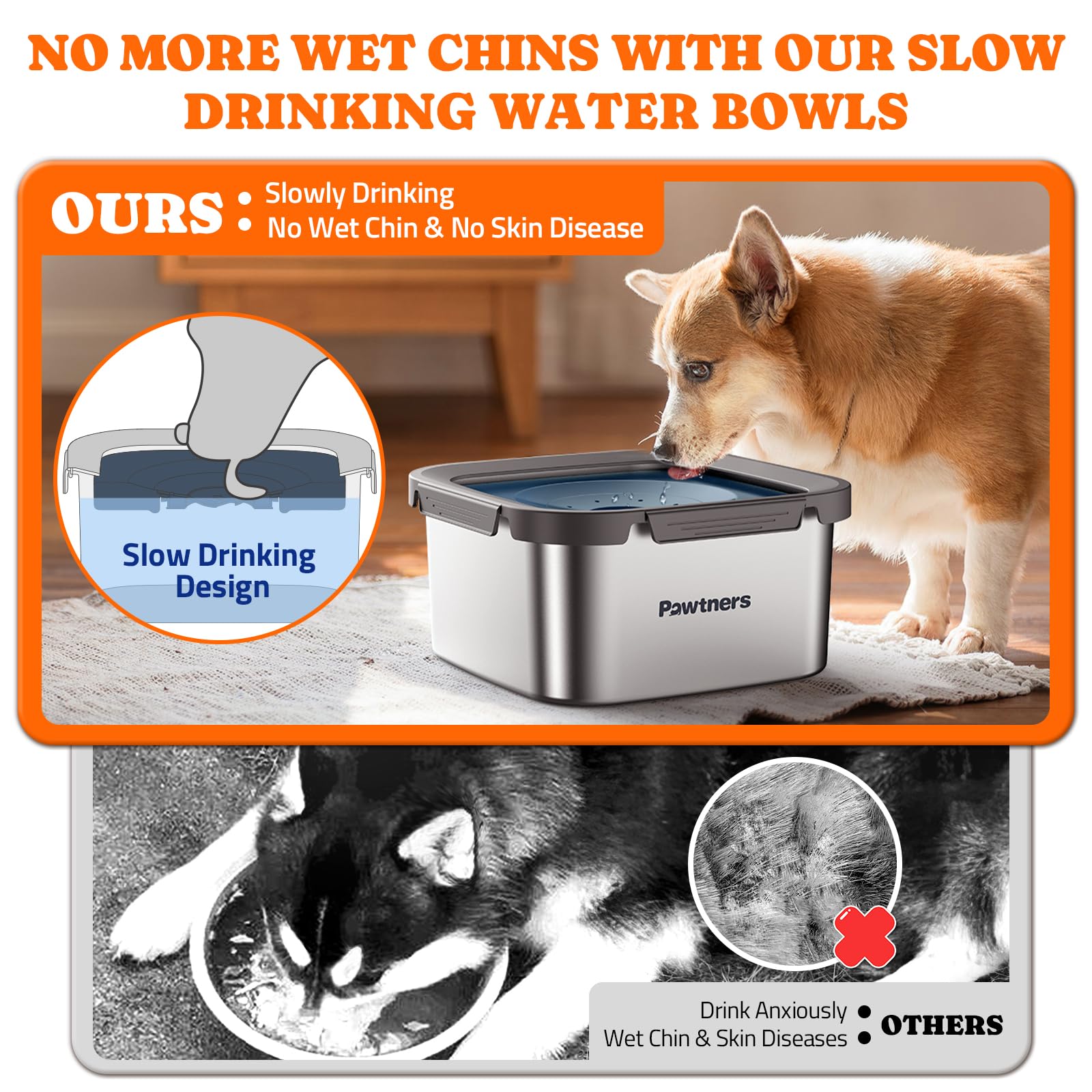 Pawtners 304 stainless steel construction for durability and easy cleaning