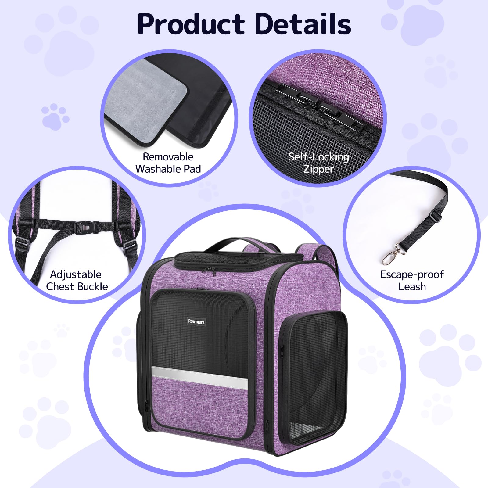 Pawtners cat backpack-in-use-travel depicts pet comfort during travel, hiking, camping.