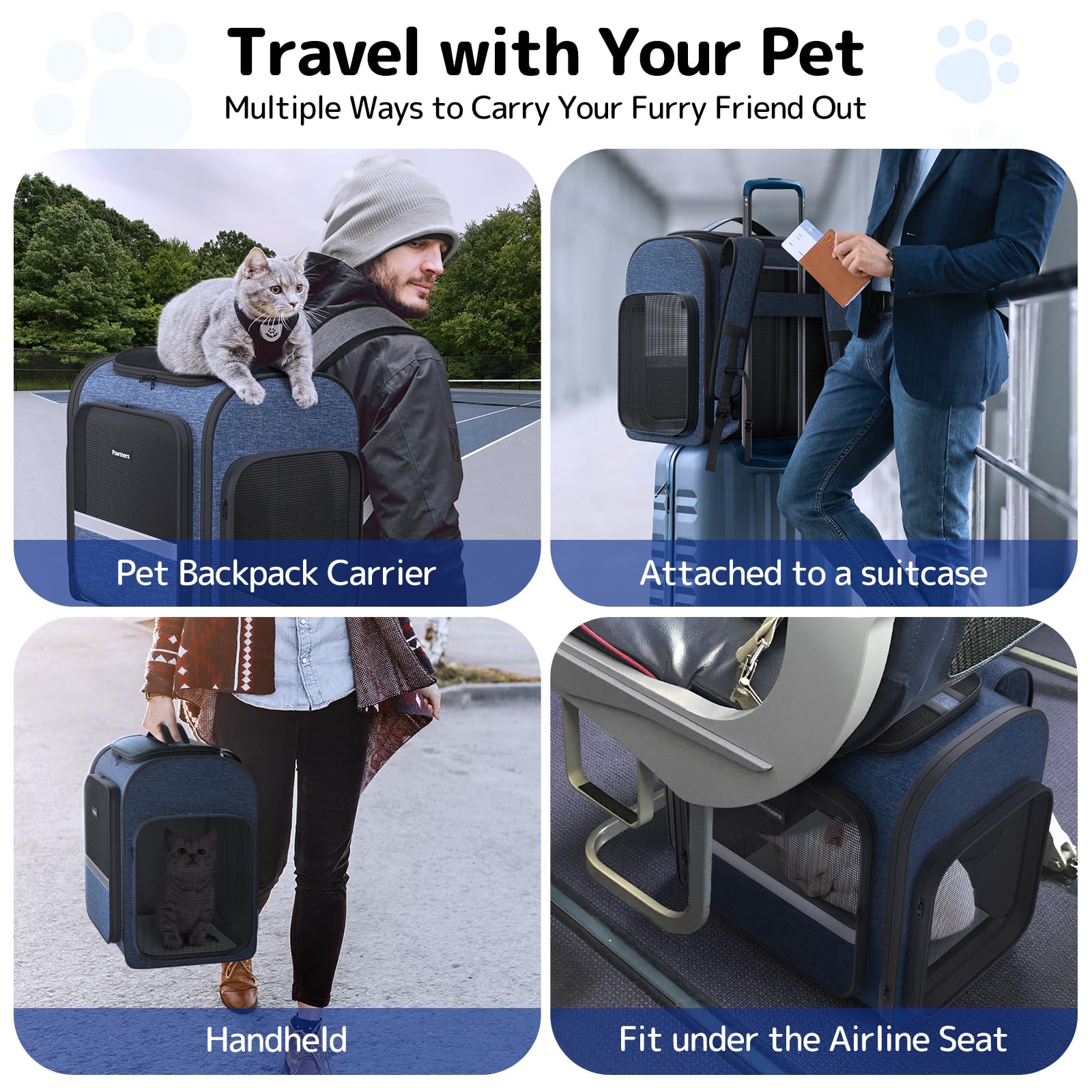 Pawtners cat carrier backpack collapsible design for compact storage when not in use.