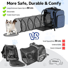Pawtners cat carrier backpack ergonomic straps with chest buckles for comfortable extended wear.