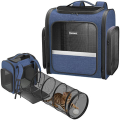 Pawtners cat carrier backpack expandable tunnel design offering extra space for play and rest.