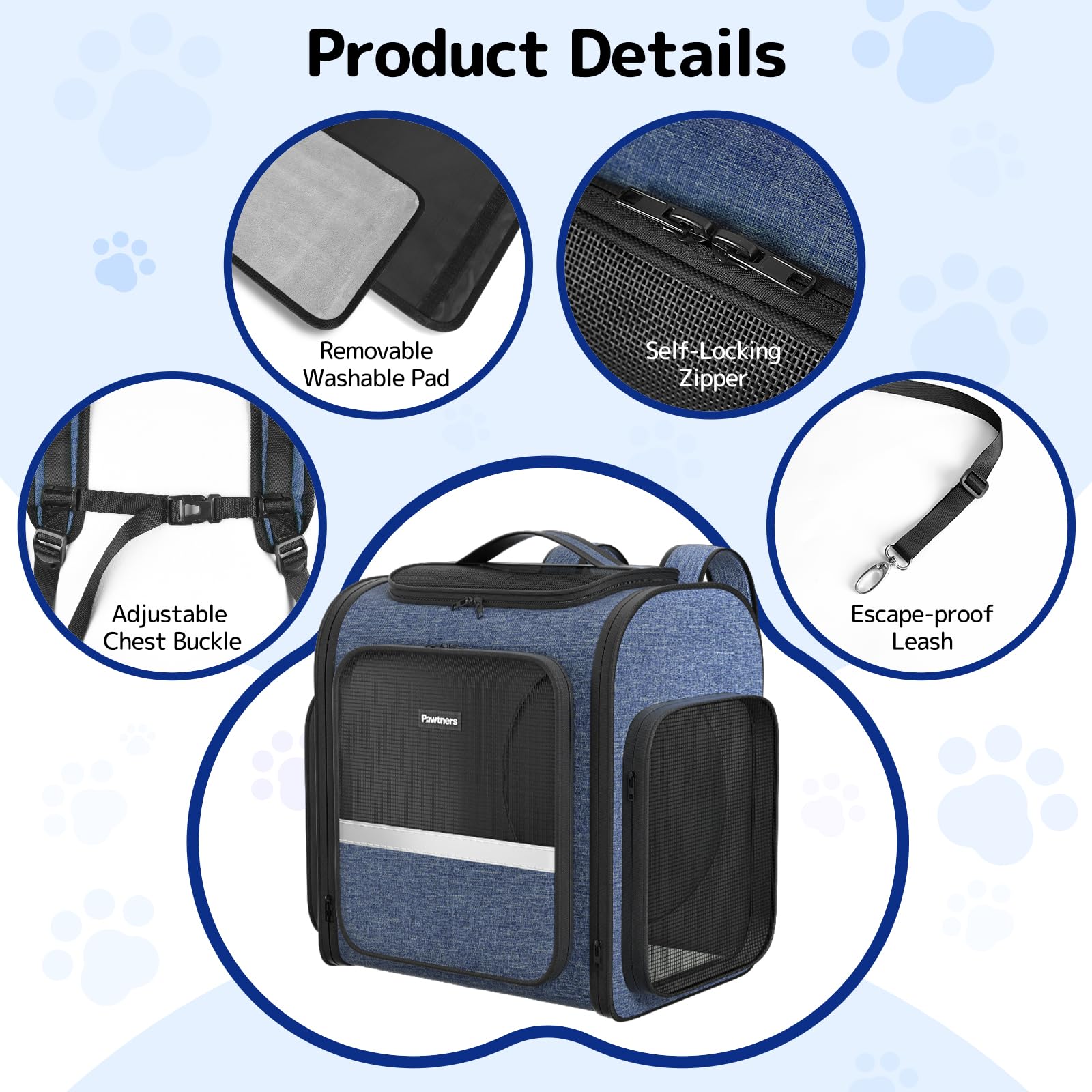 Pawtners cat carrier backpack safety leash prevents escape during adventures.
