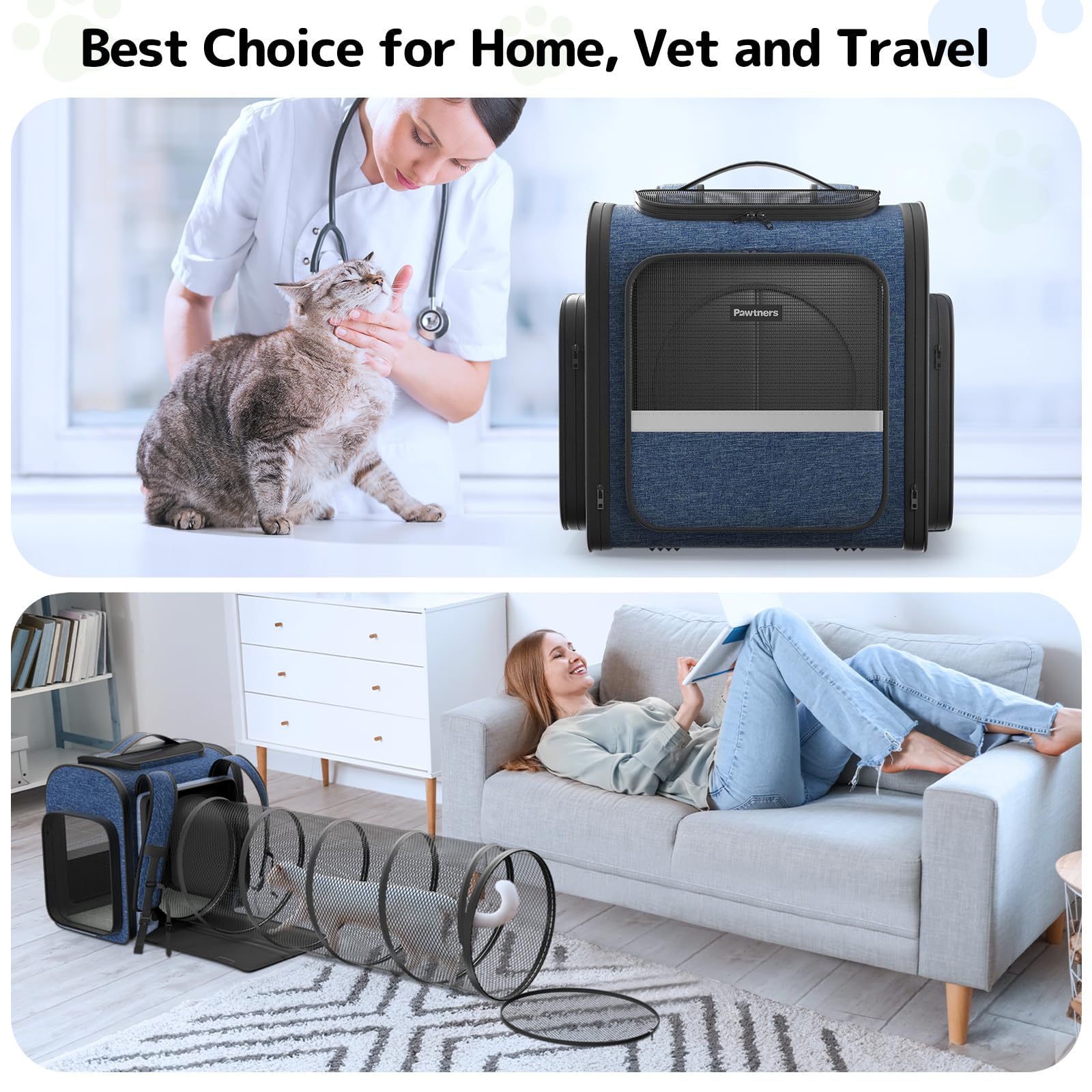 Pawtners cat carrier backpack travel-ready with lightweight build for hiking and camping.