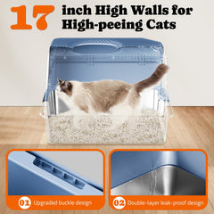 Pawtners cat litter box open design emphasizes roomy space for larger cats.