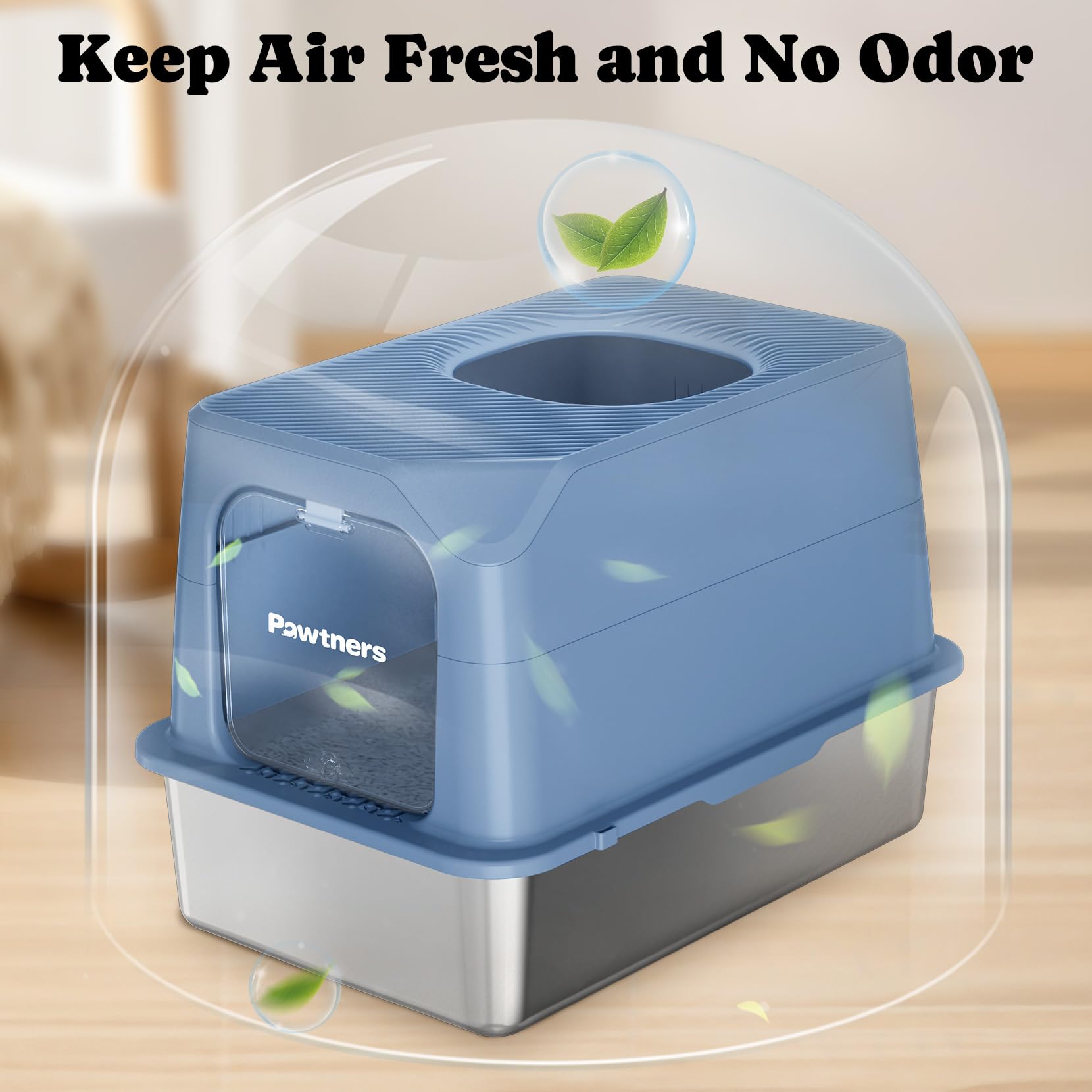 Pawtners cat litter box scooper included ensures quick cleanup routine.
