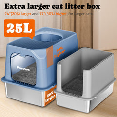 Pawtners cat litter box top exit demonstrates easy cleaning and quick maintenance.
