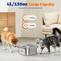 Pawtners cat water fountain large-capacity 4L keeps pets hydrated between refills.