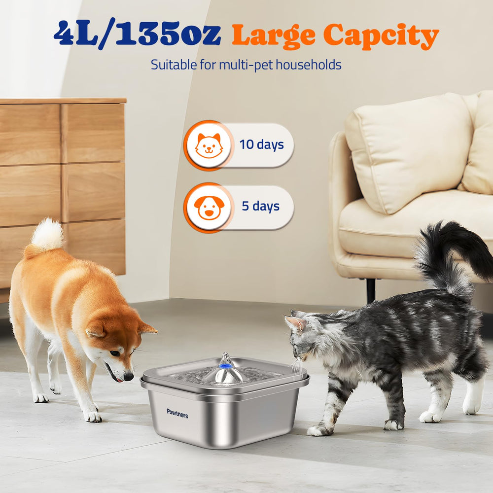 Pawtners cat water fountain ultra-quiet pump keeps sipping peaceful