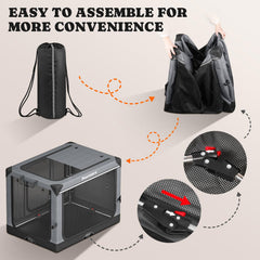 Pawtners collapsible dog crate outdoors in use, perfect for on-the-go weekend adventures.