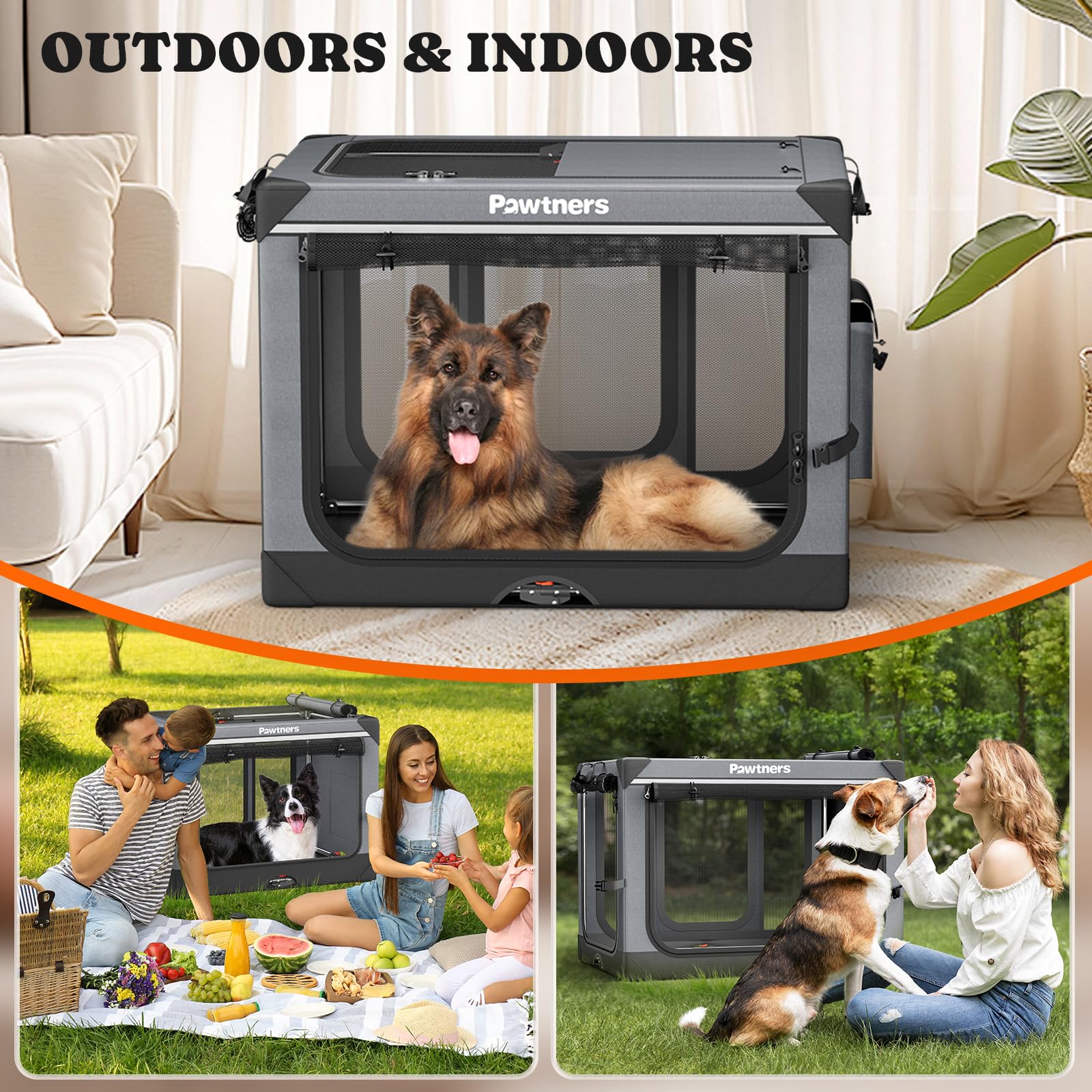 Pawtners collapsible dog crate sturdy frame for long-term use.