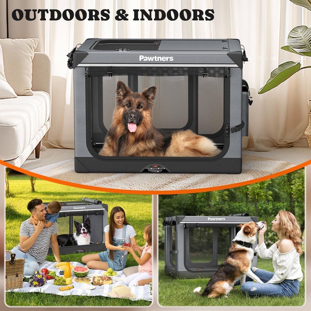 Pawtners collapsible dog crate sturdy frame for long-term use.