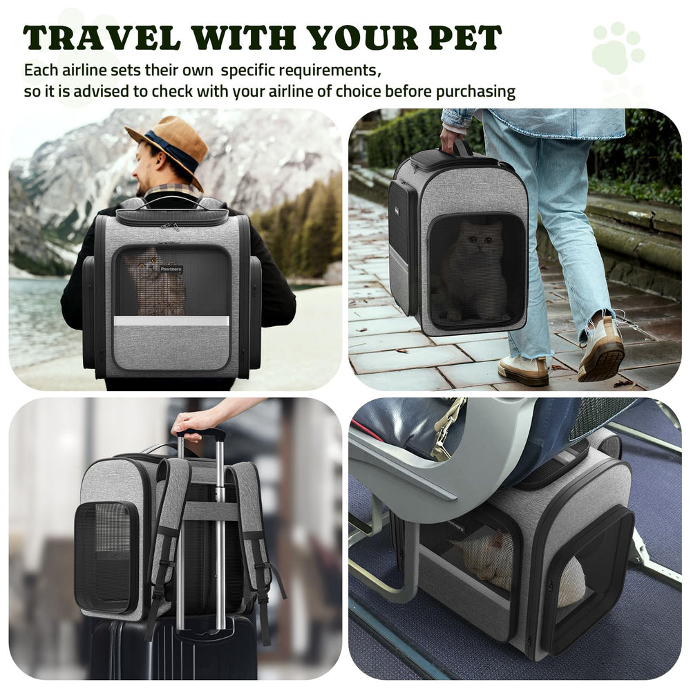 Pawtners dog backpack carrier multiple openings for easy access.