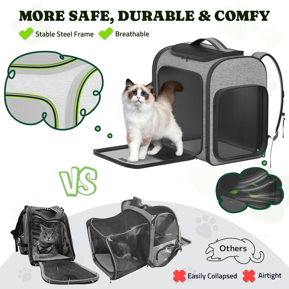 Pawtners dog backpack carrier self-locking zips enhance security.