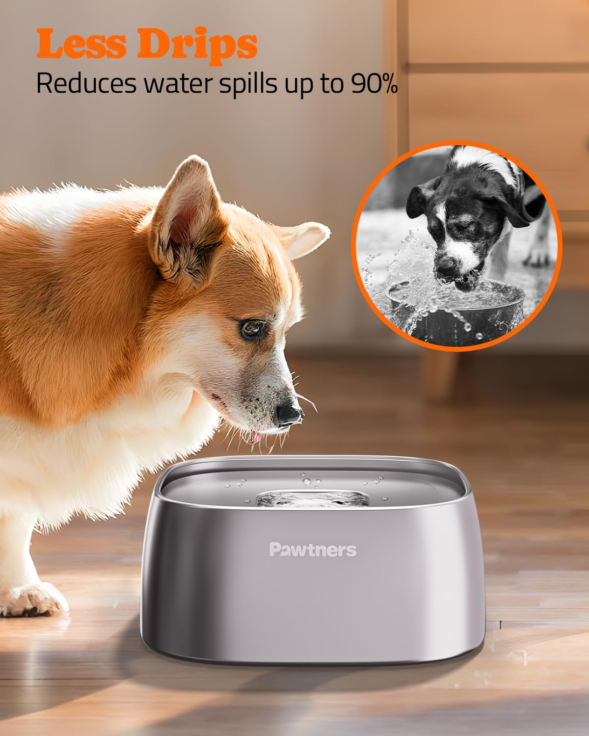 Pawtners slow-drinking bowl encourages steady sipping for calmer water trips.