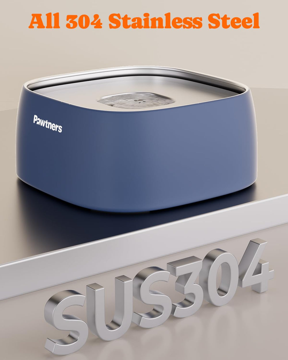 Pawtners dog water bowl with floating disk prevents spills during lively meals