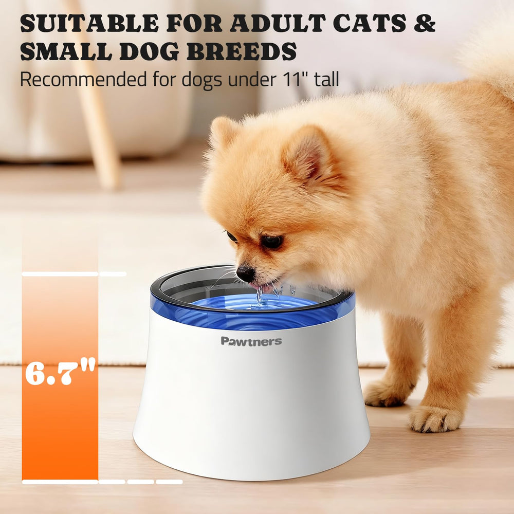 Pawtners dog water fountain 1-gallon-cap, user-friendly capacity for daily hydration.