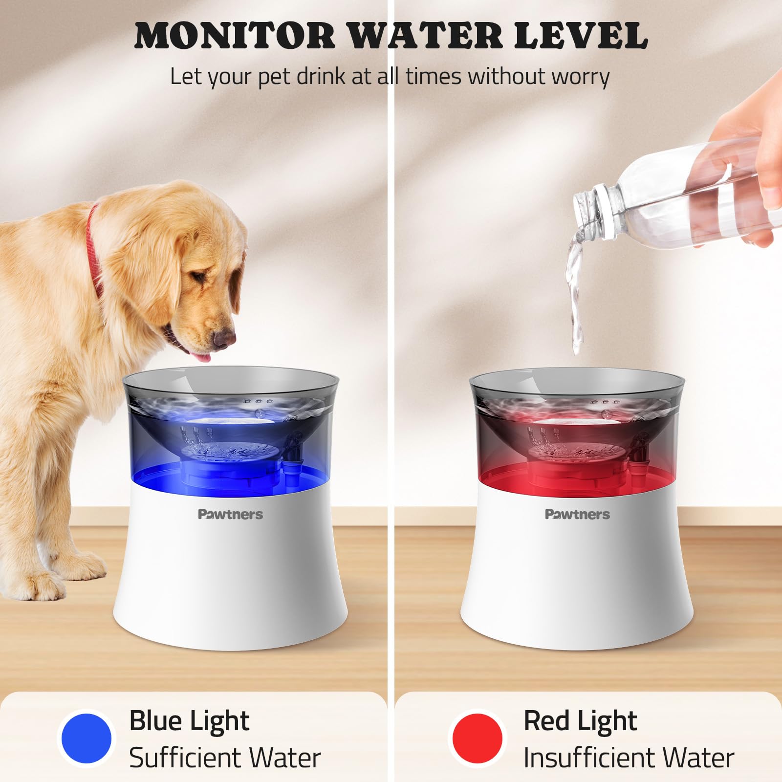 Pawtners 1-gallon capacity dog water fountain ready for daily use.