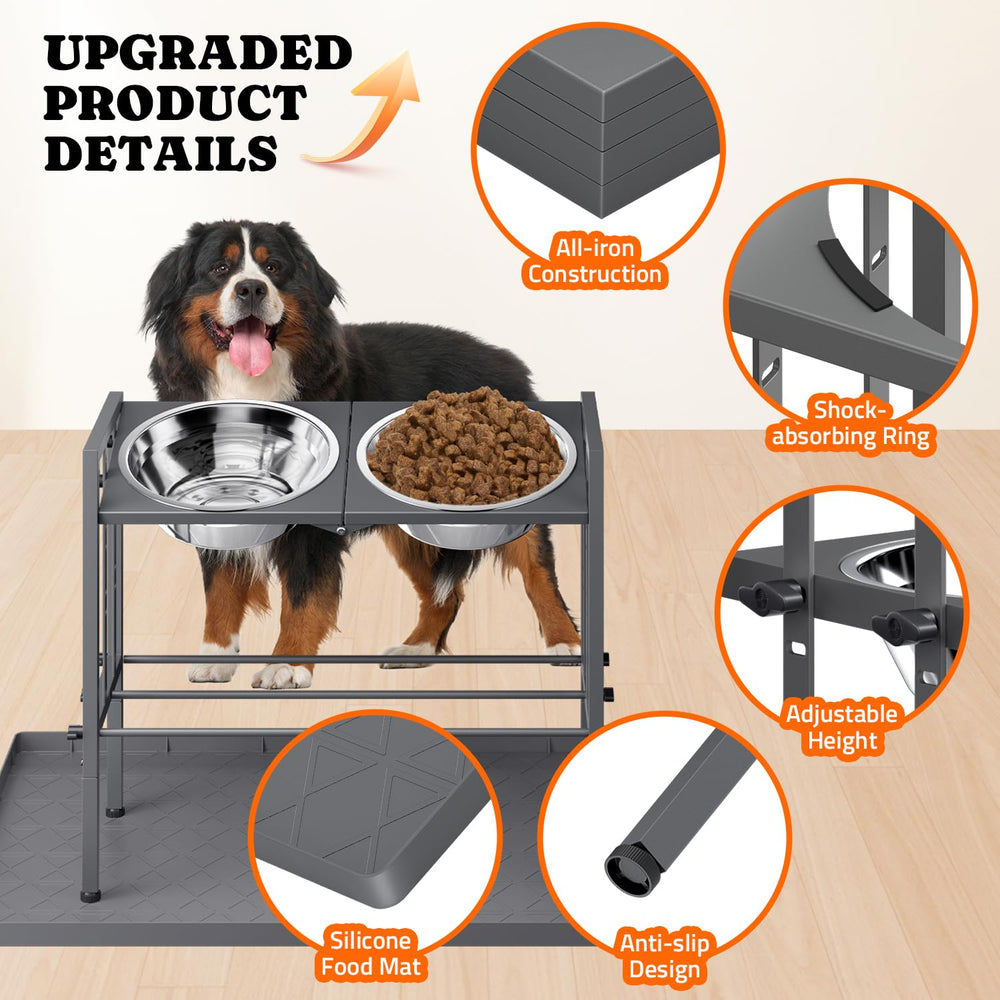 Pawtners grey finish elevated bowls blend with home decor while remaining functional.