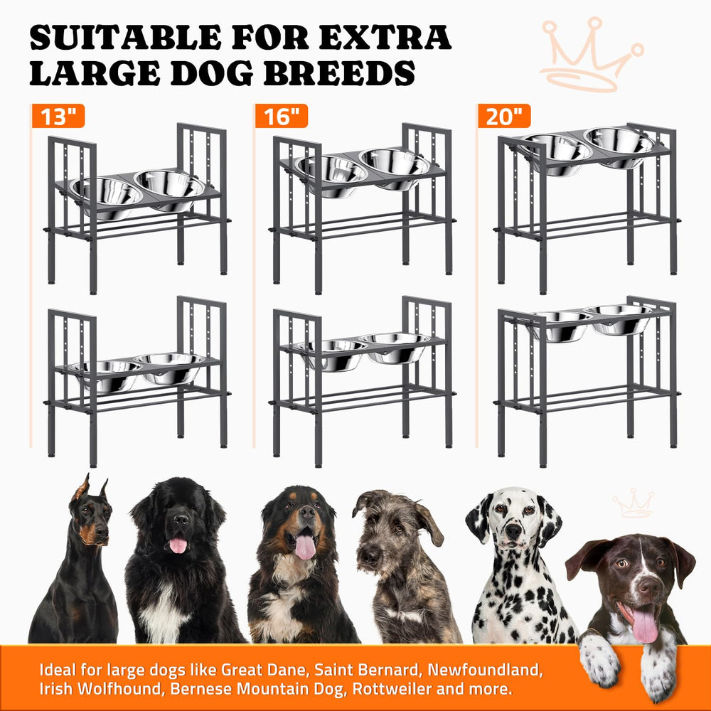Pawtners durable metal stand provides sturdy support during meals for active dogs.