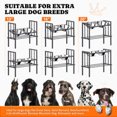 Pawtners durable metal stand provides sturdy support during meals for active dogs.