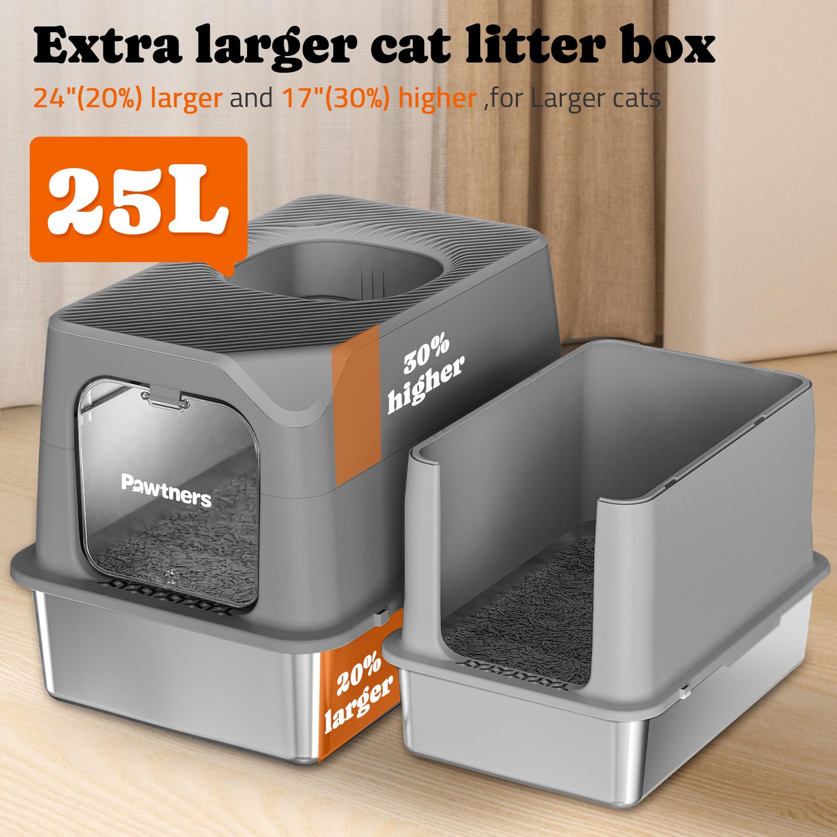 Pawtners extra-large litter box provides ample space for Maine Coon or multi-cat homes