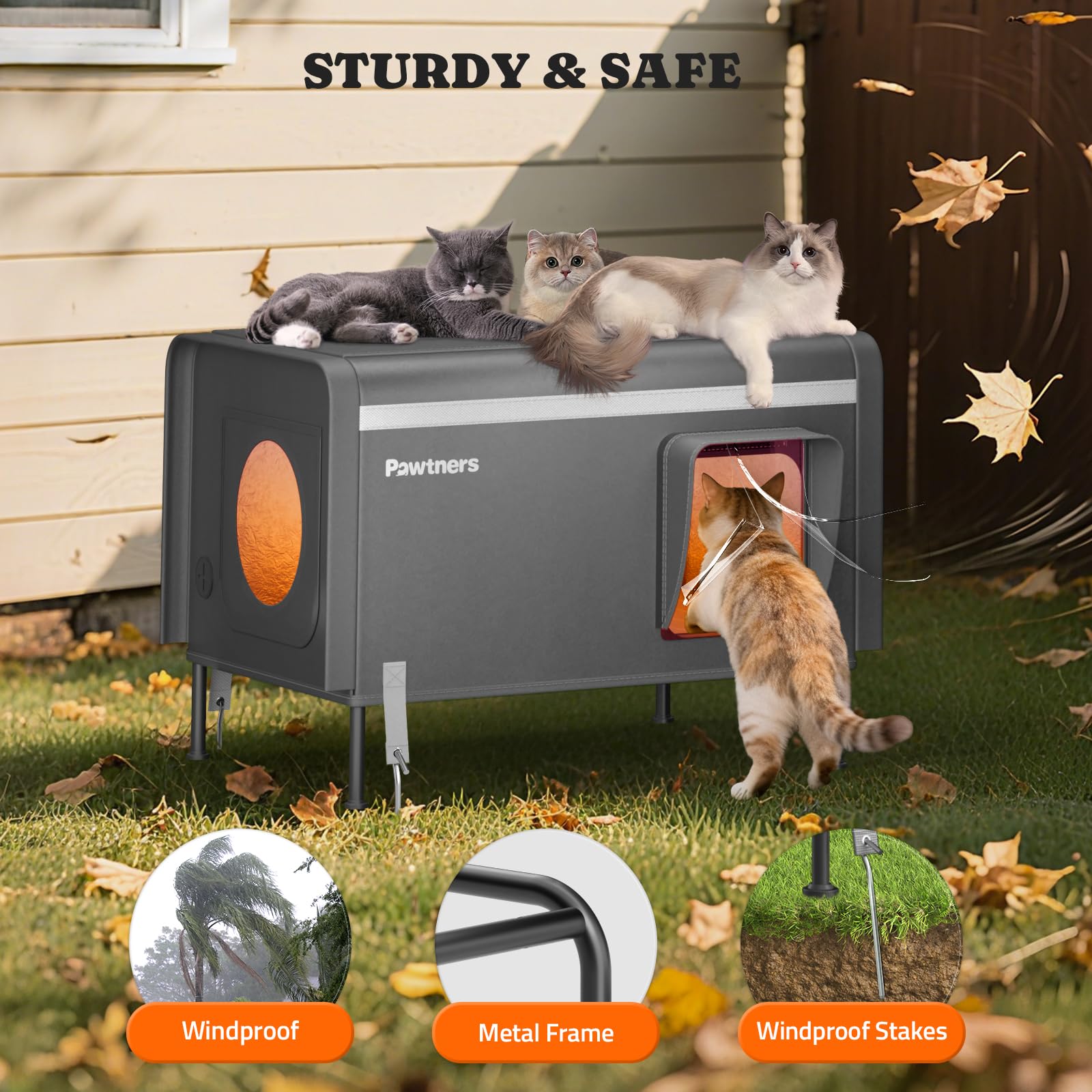 Pawtners feral cat shelter design suited for winter warmth and shelter.