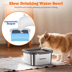 Pawtners floating disk slow-drinking design minimizes splashes during meals.
