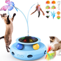 Pawtners Interactive Cat Toy butterfly spins 360° for solo play and hunting-like engagement.