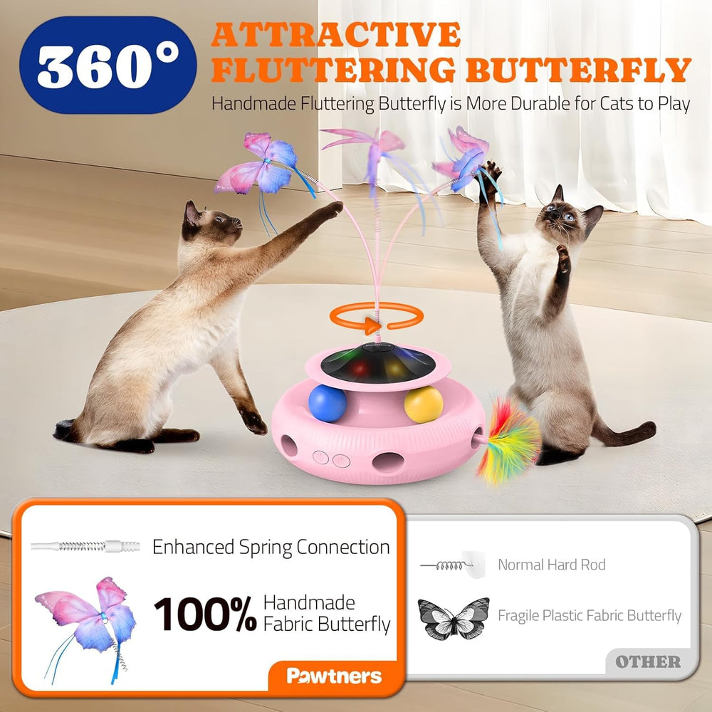 Pawtners interactive cat toy feather with LED lights for night play