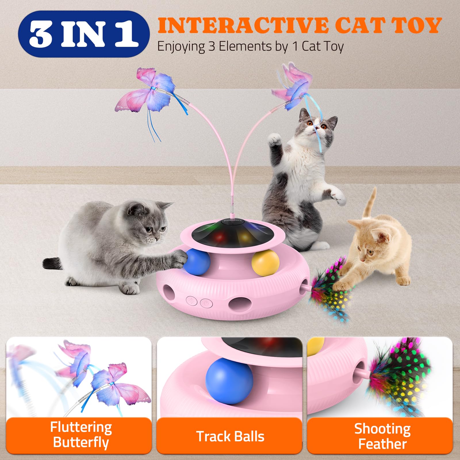 Pawtners interactive cat toy trackball designed for chasing and exercise