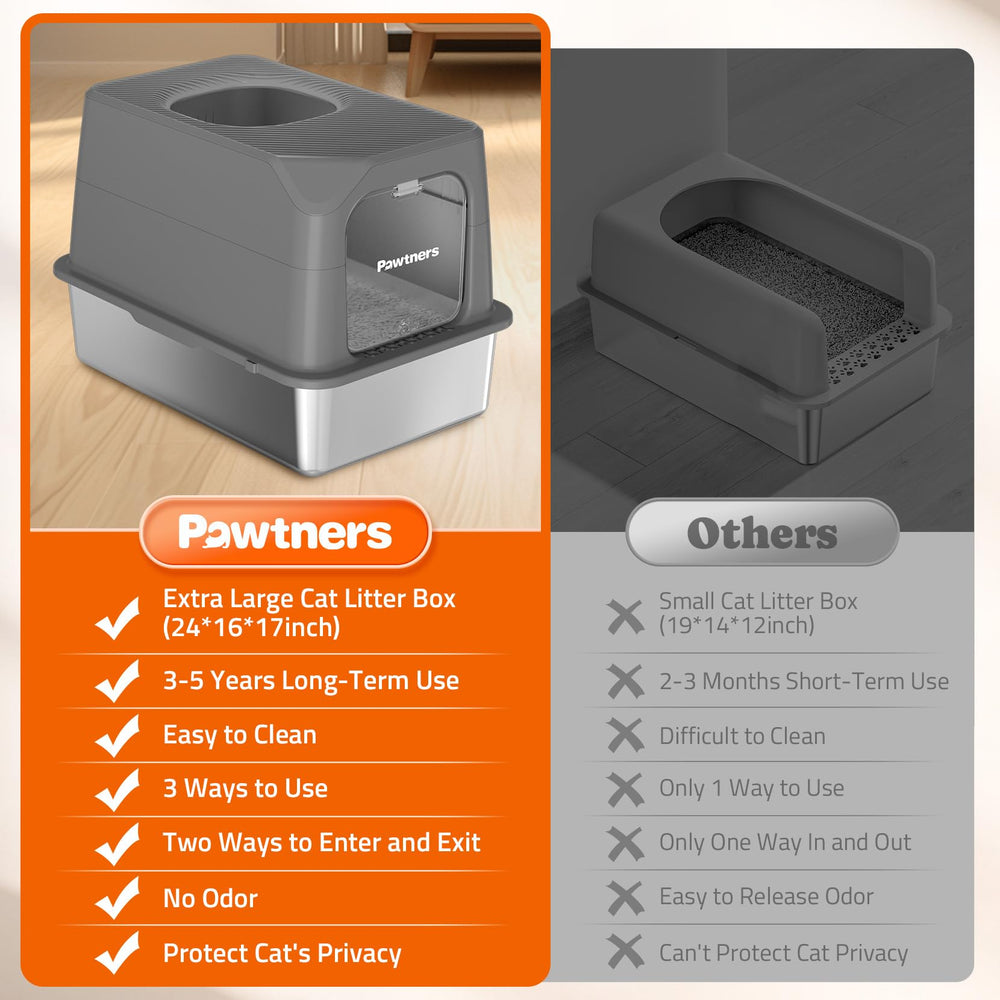 Pawtners dark-gray finish matches modern homes while helping odor control