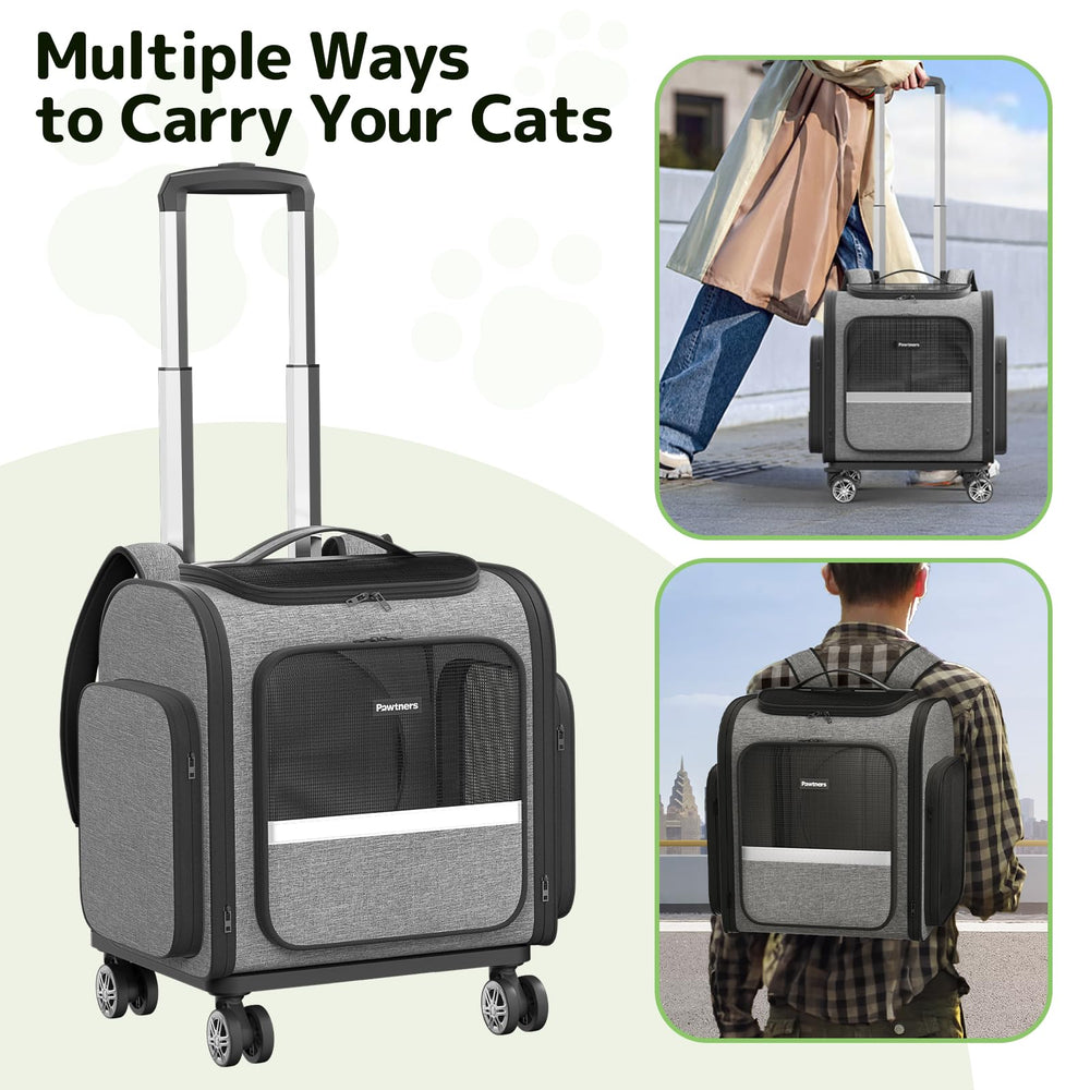Pawtners retractable handle and wheels for easy maneuvering