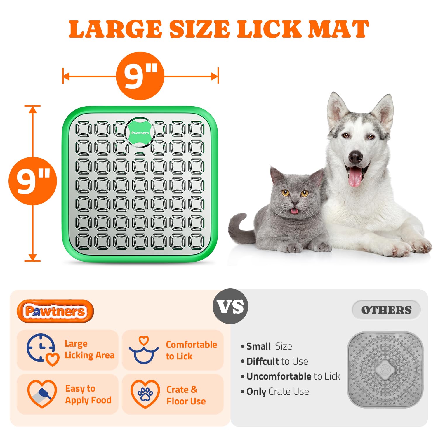 Pawtners stainless-steel lick mat close-up emphasizes durability and easy cleaning