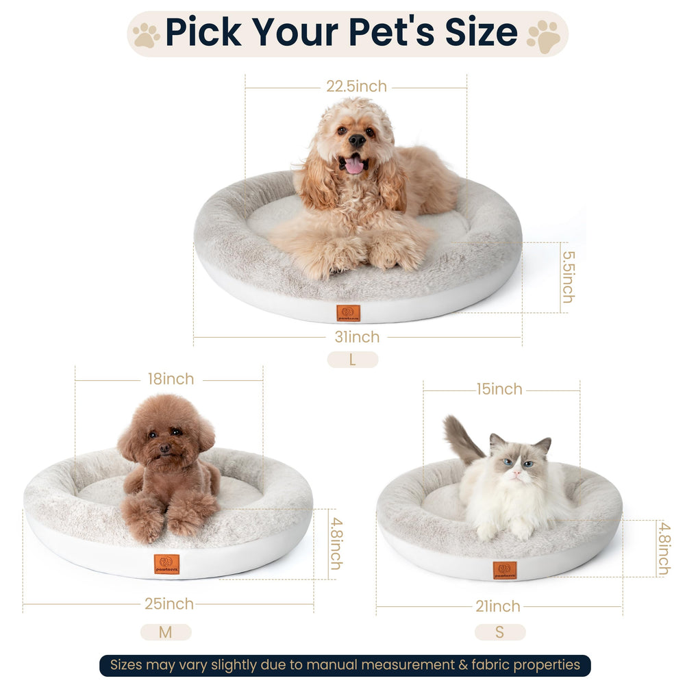 Reinforced stitching and durable fabric on pawtnerz round bed.