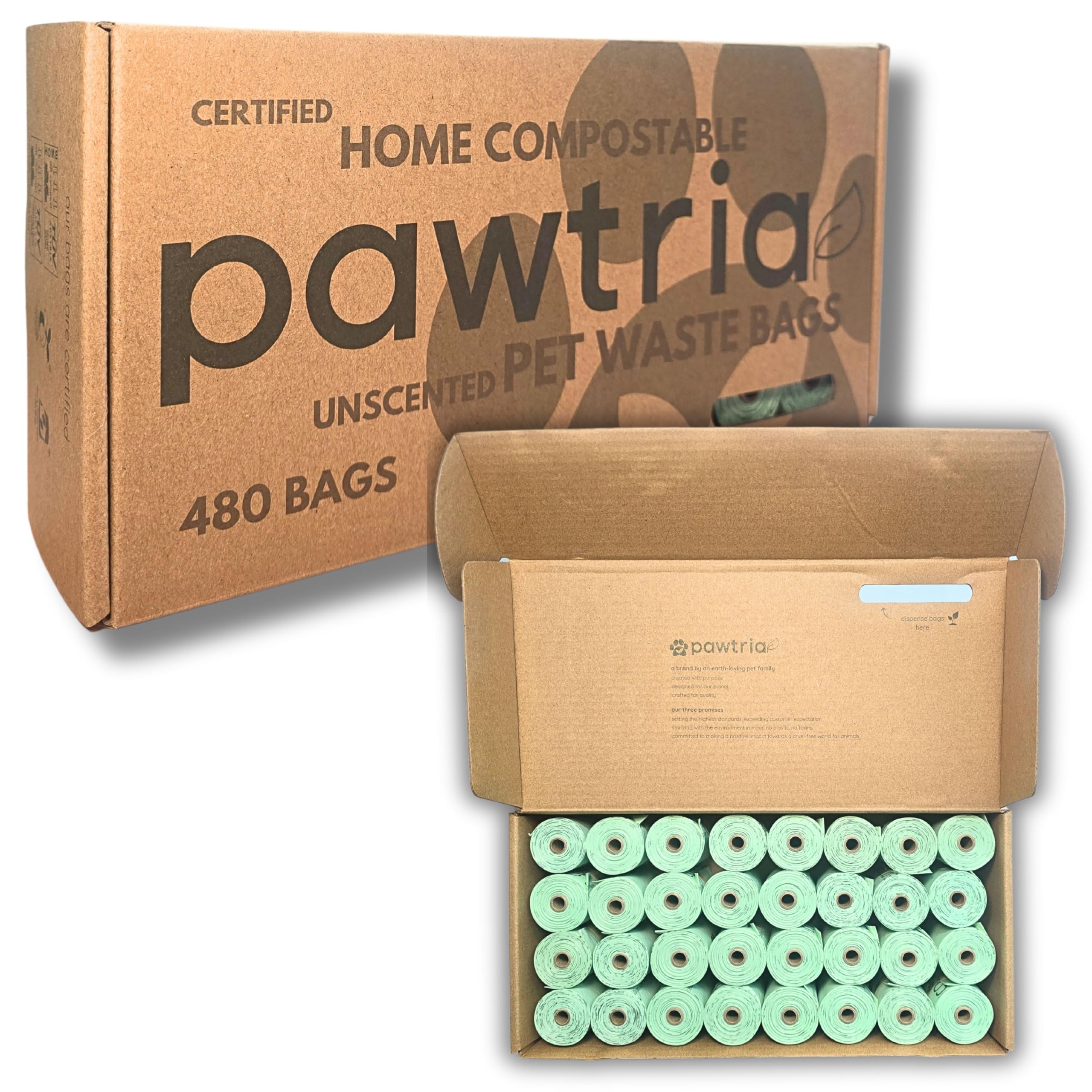 Pawtopia value-pack box with poop-bag rolls highlights eco-friendly packaging.