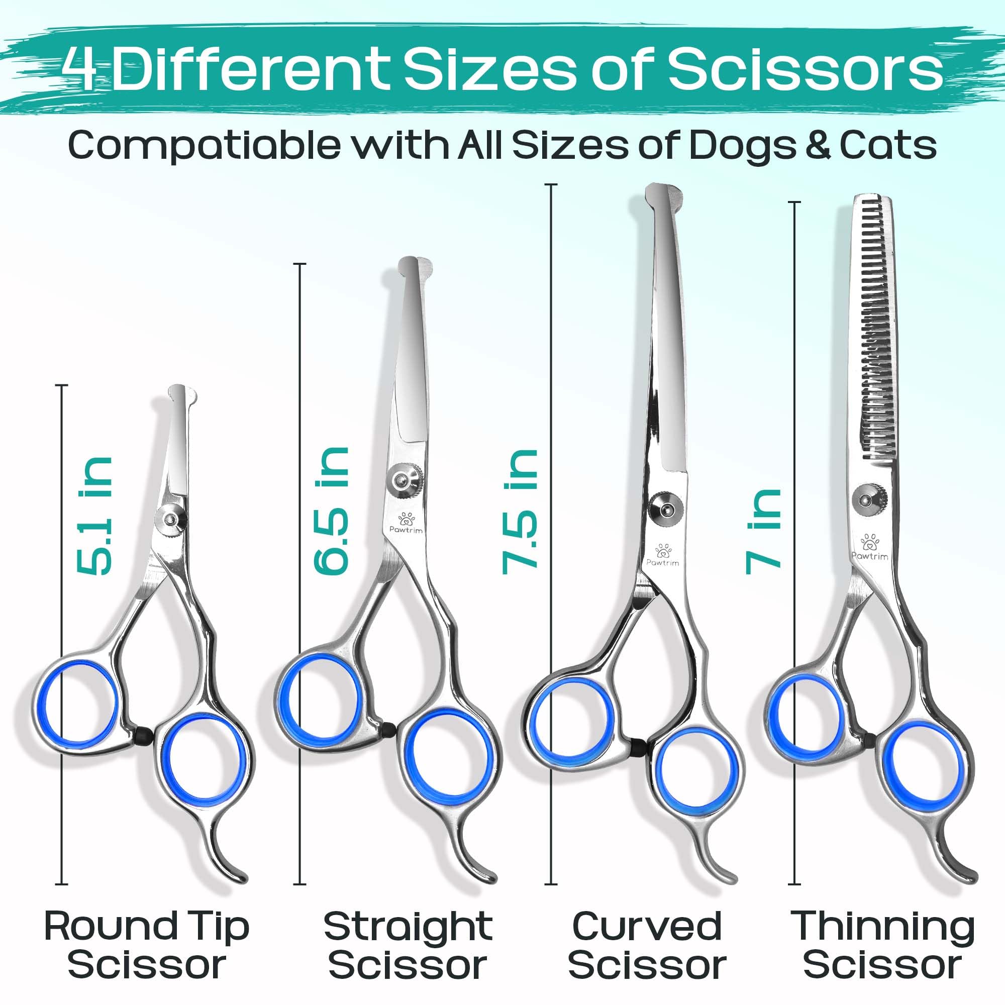Pawtrim straight scissors closeup enabling exact trimming during grooming