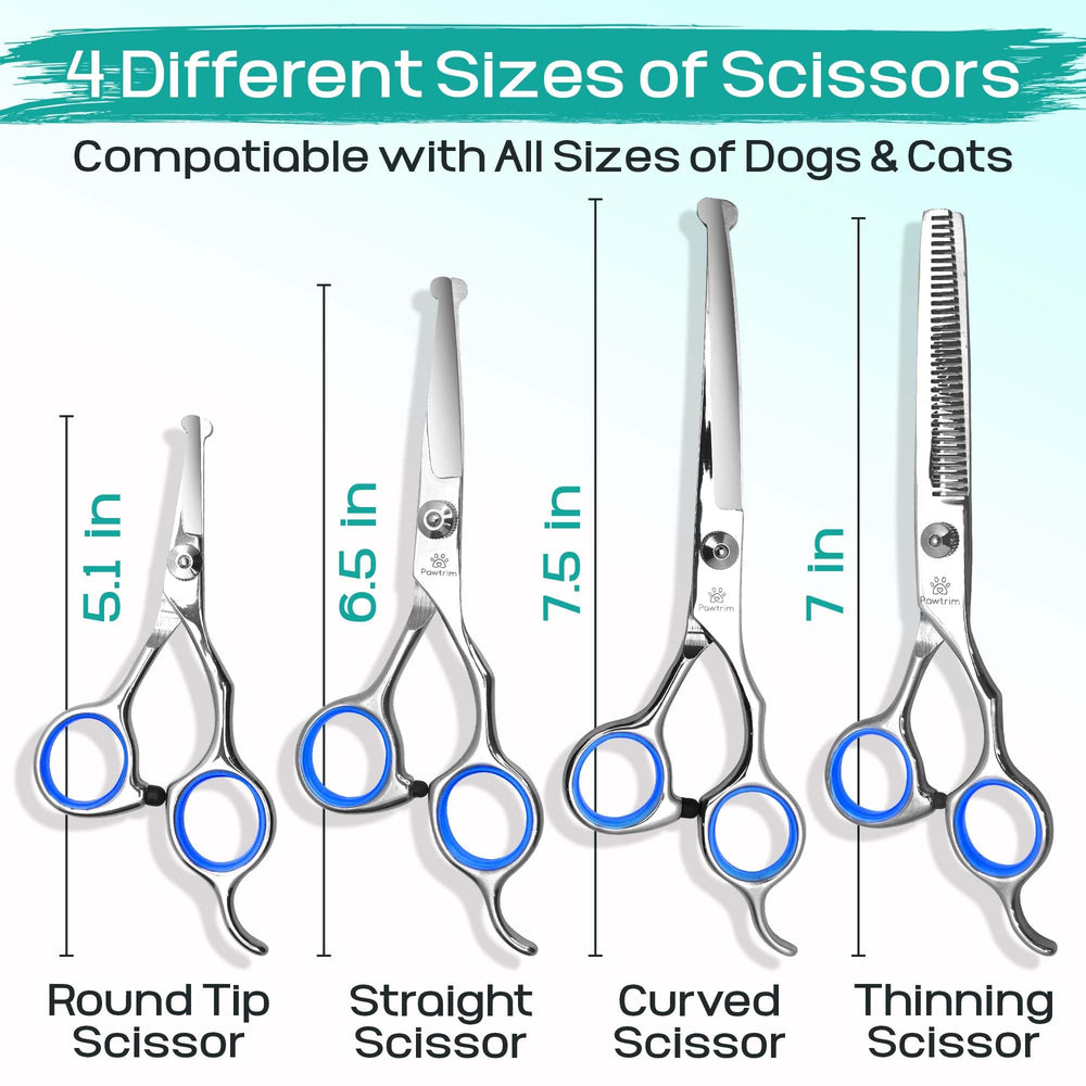 Pawtrim straight scissors closeup enabling exact trimming during grooming