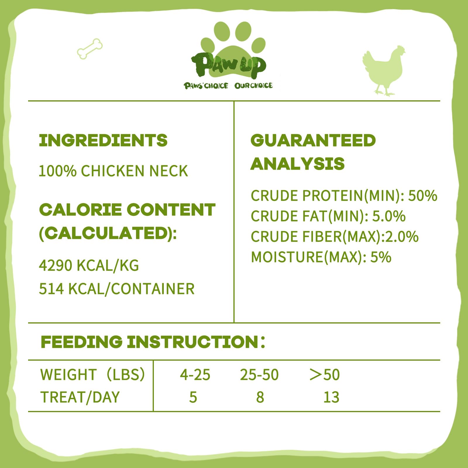 PAWUP Chicken Neck Treats full-bag presentation invites steady training or snacking routines.