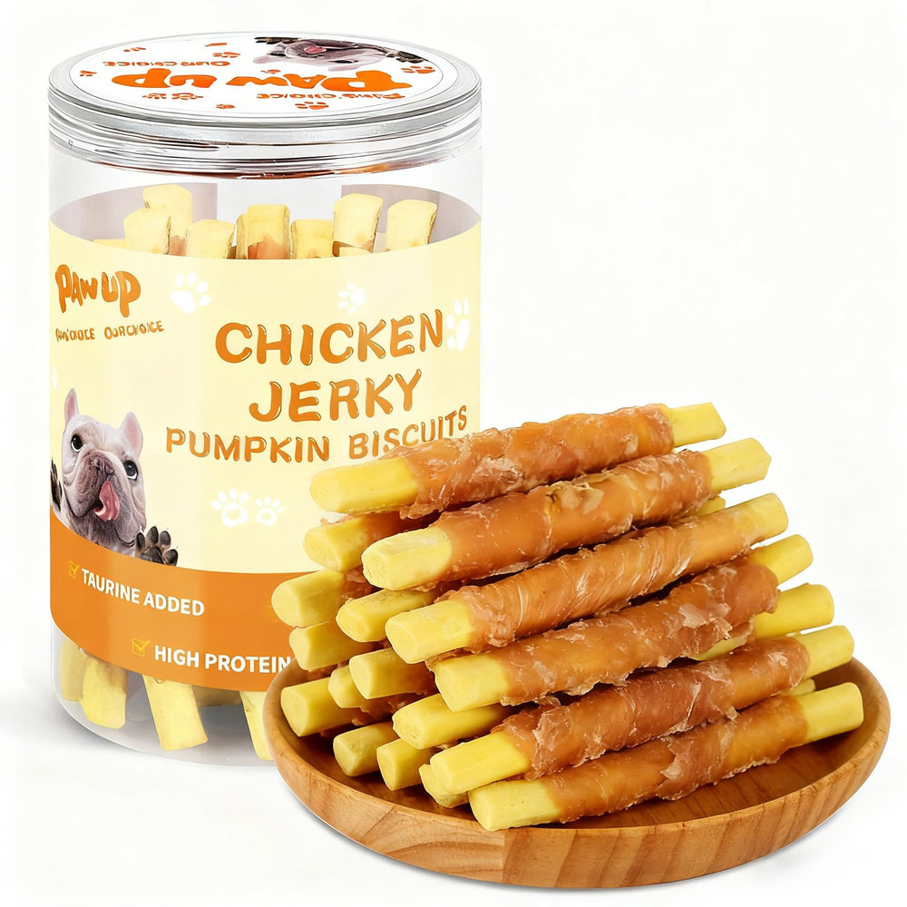 PAWUP chicken wrapped biscuits pumpkin sticks ideal for training rewards and tasty pumpkin flavor