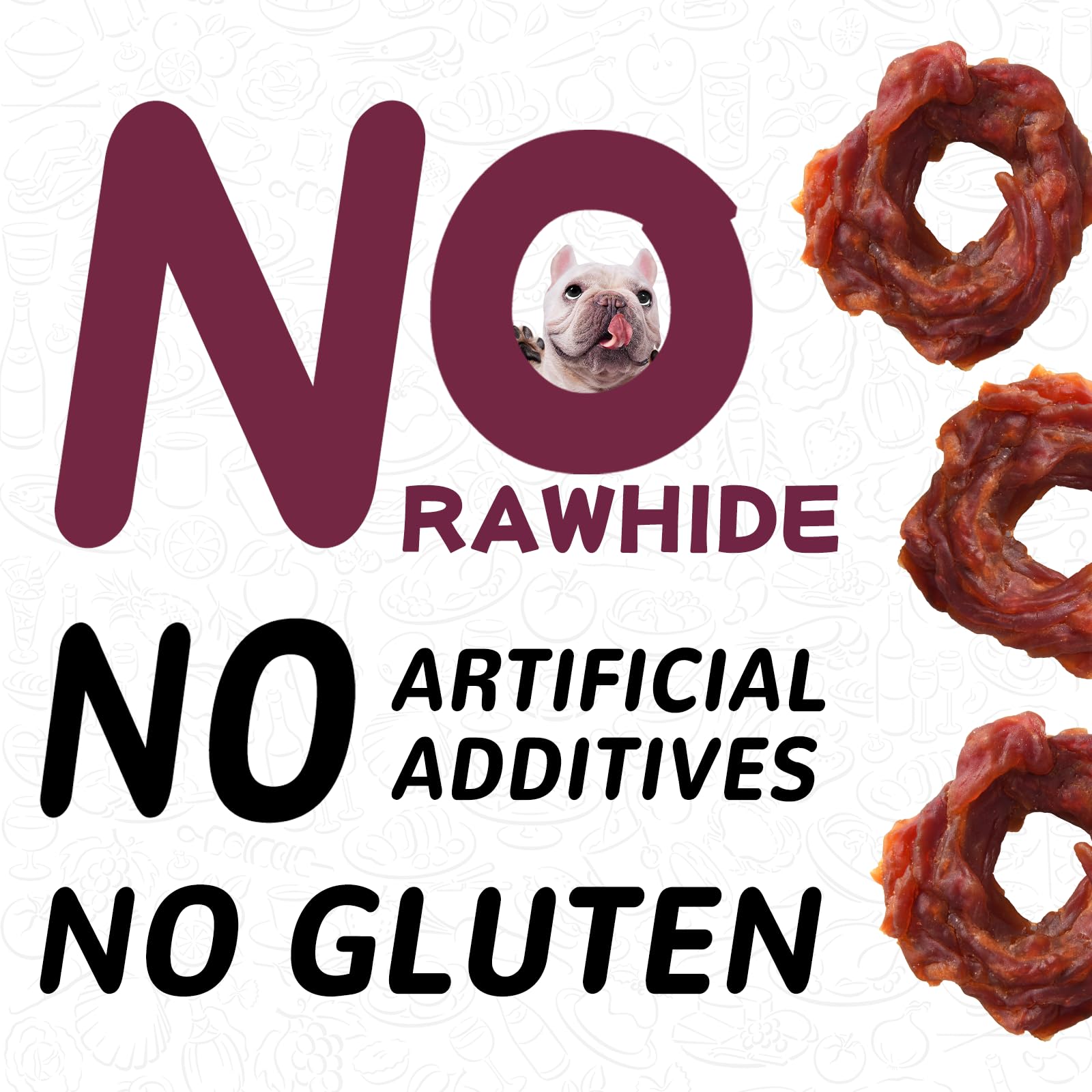 PAWUP Duck Jerky Rings for all sizes illustrate chew rings suitable for any dog.