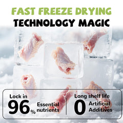 PAWUP Freeze Dried Chicken Neck Treats crumble option image demonstrates flavor variety for mixing in meals.