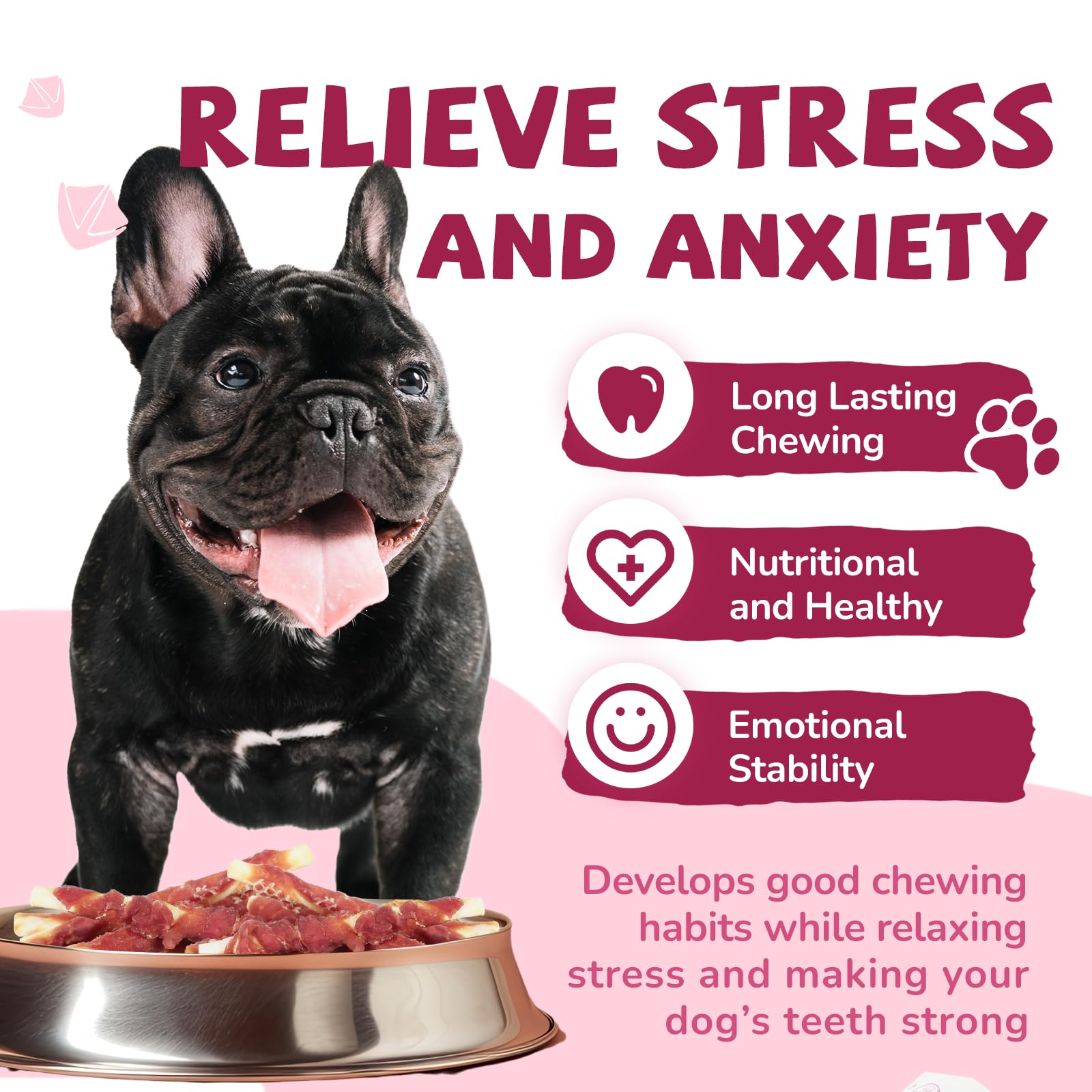 PAWUP stress-relief chew action captures dogs savoring flavorful duck twists