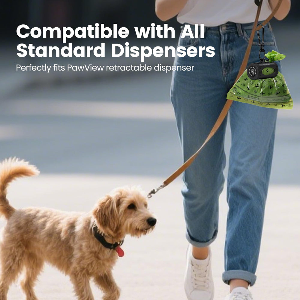 PawView universal-fit poop bags work with most dispensers for easy use.