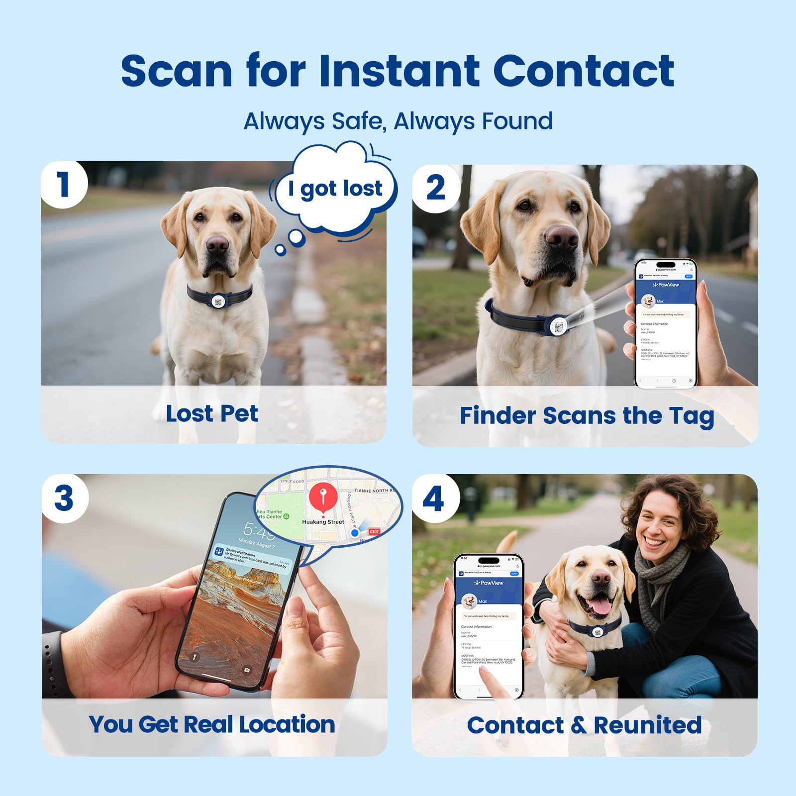 PawView lost mode alerts when pet separation occurs