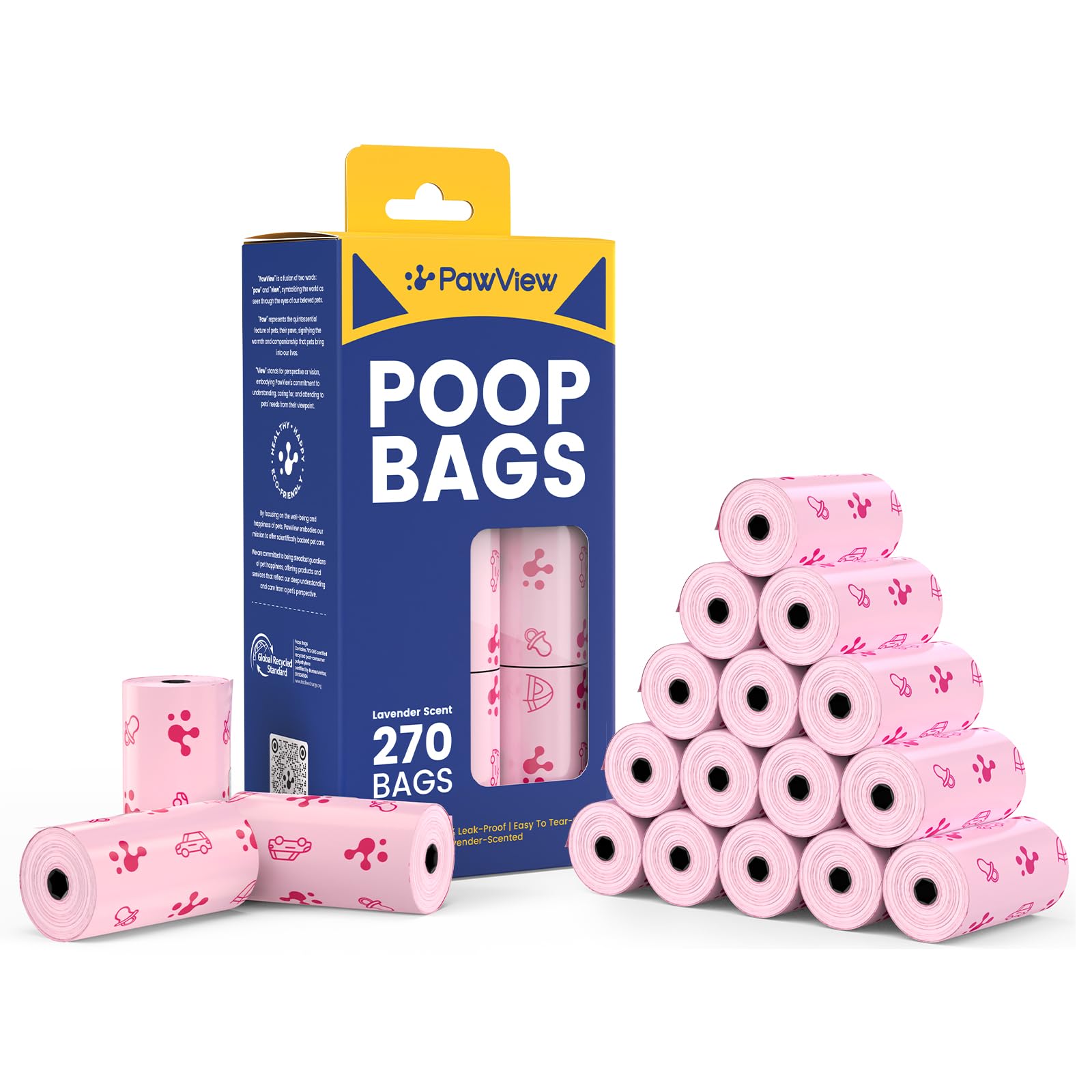 PawView leakproof roll showing sturdy bags for mess-free pickups