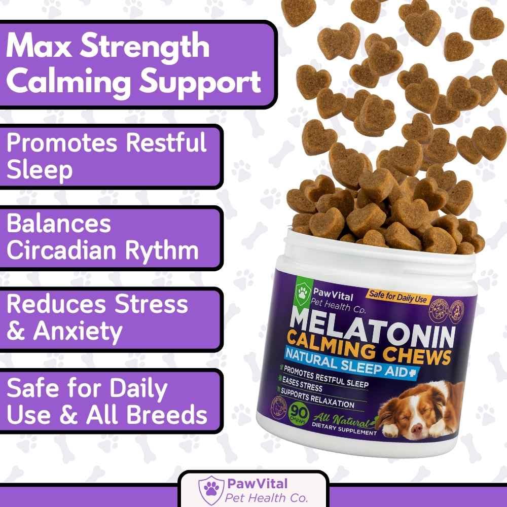 PawVital dog calming chews chicken-flavor closeup, easy daily administration.